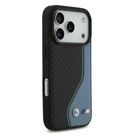 Bmw Iphone 17 Pro Case - Carbon With Color Stitching - Black And Blue